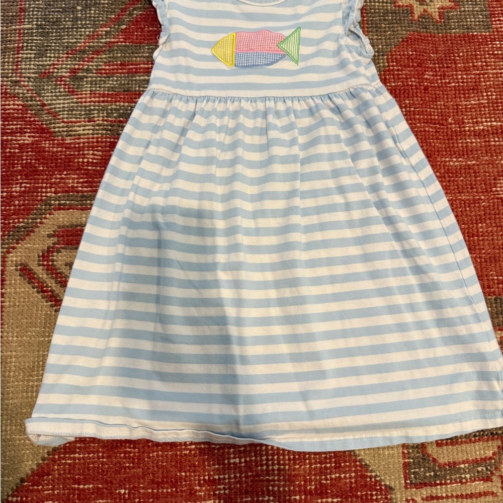 Striped Blue and White Kids Casual Dress